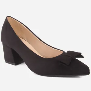 Women "ARAYA" Block Heel Suede Court Shoes