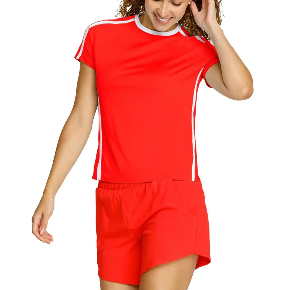 Womens Baseline Shortsleeve Pickleball Top Flamenco