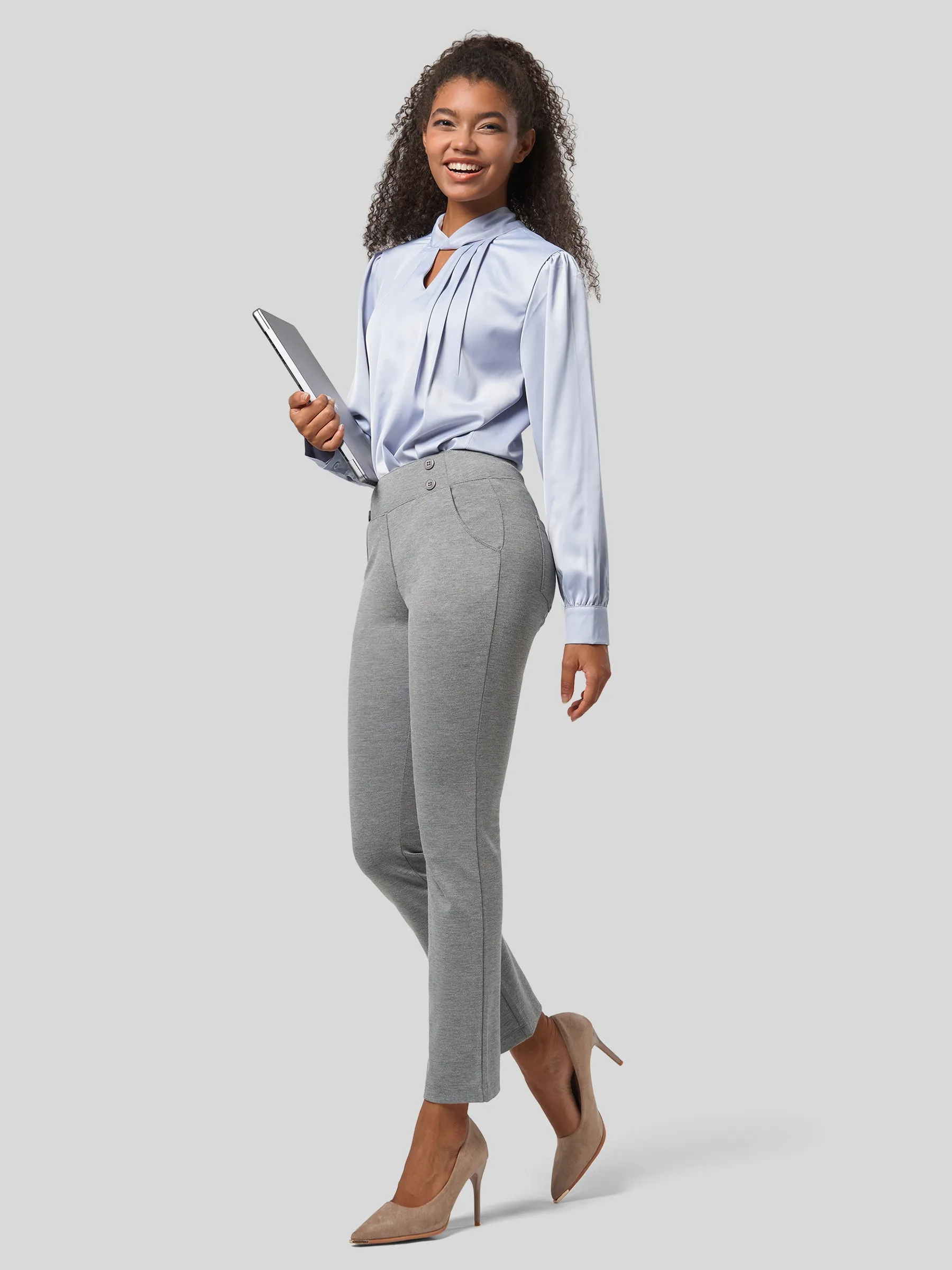 Women's Cropped Office Dress Pants 27 Inch