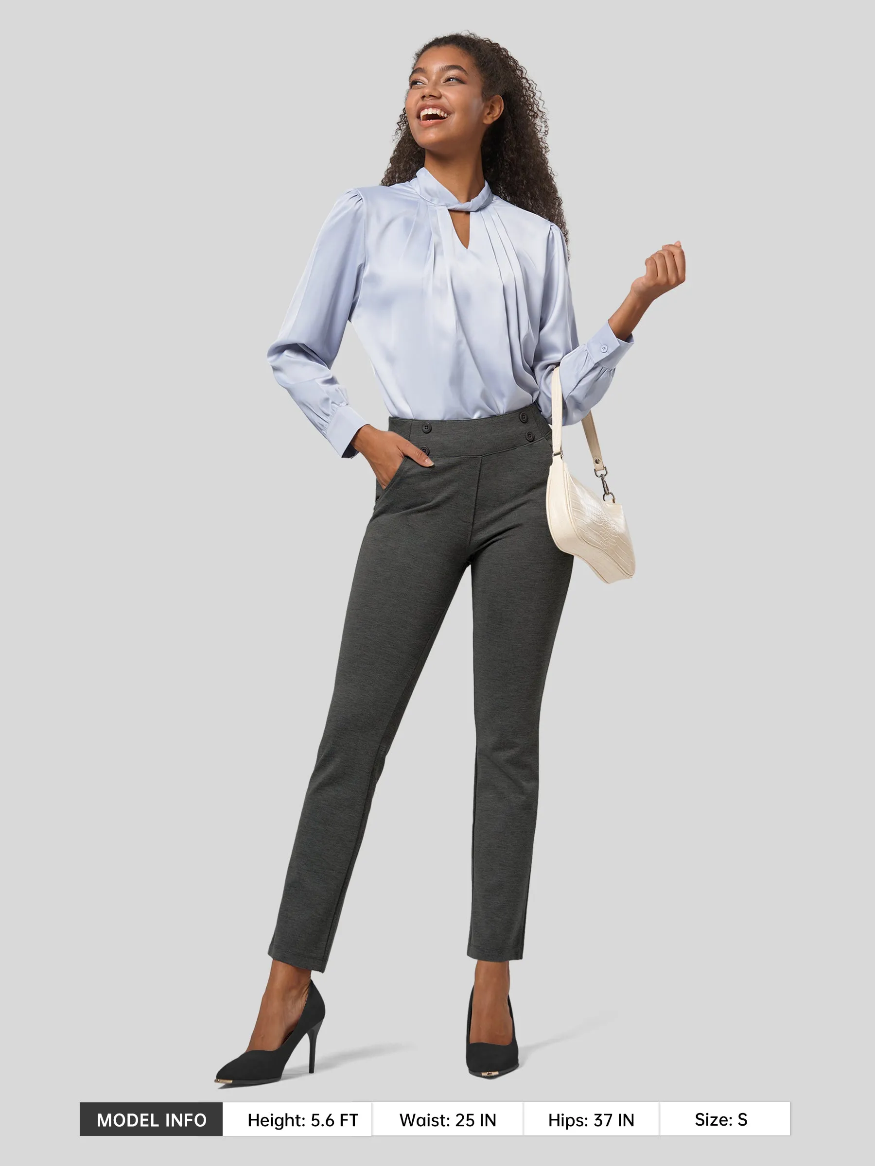 Women's Cropped Office Dress Pants 27 Inch