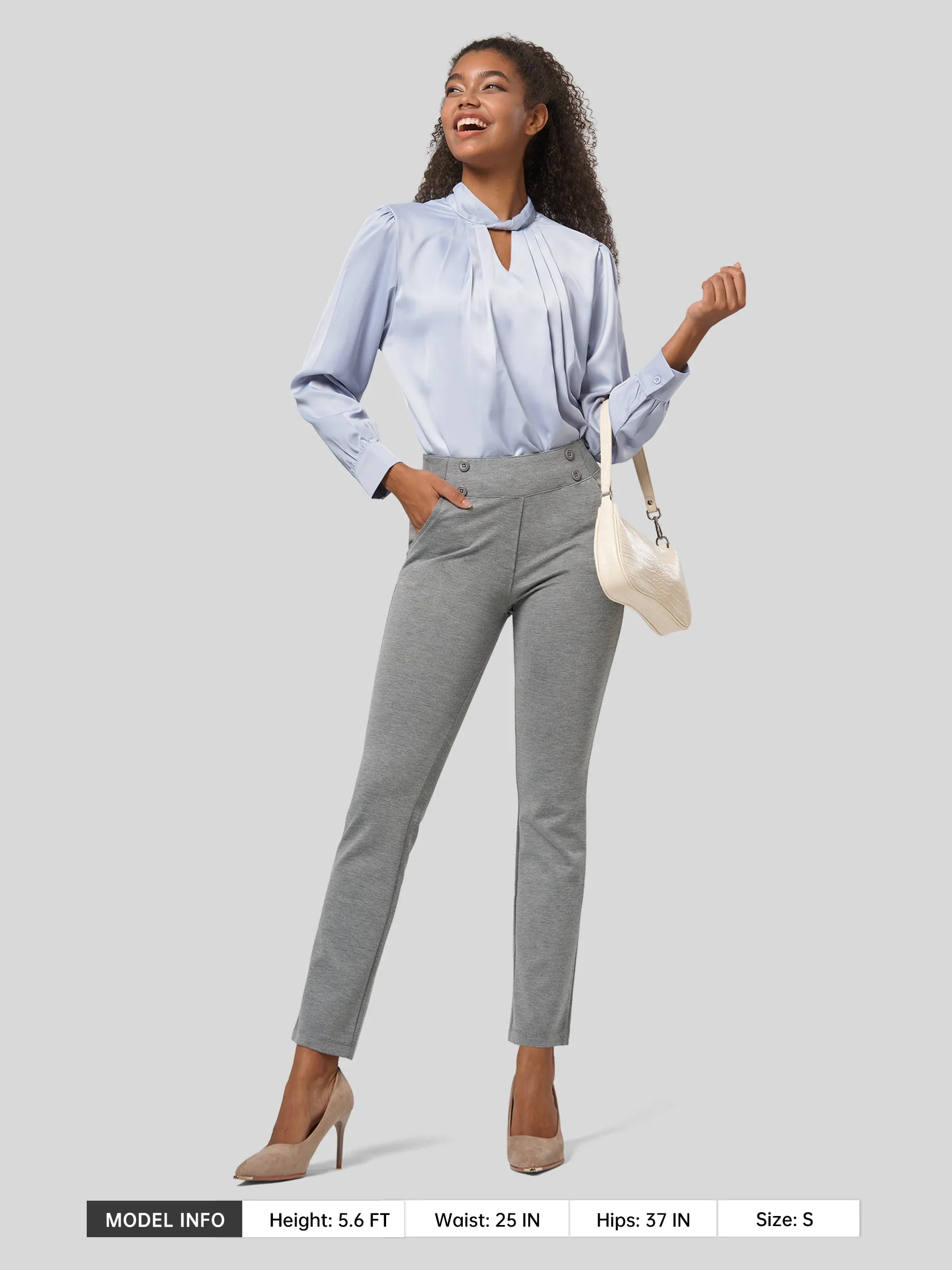 Women's Cropped Office Dress Pants 27 Inch