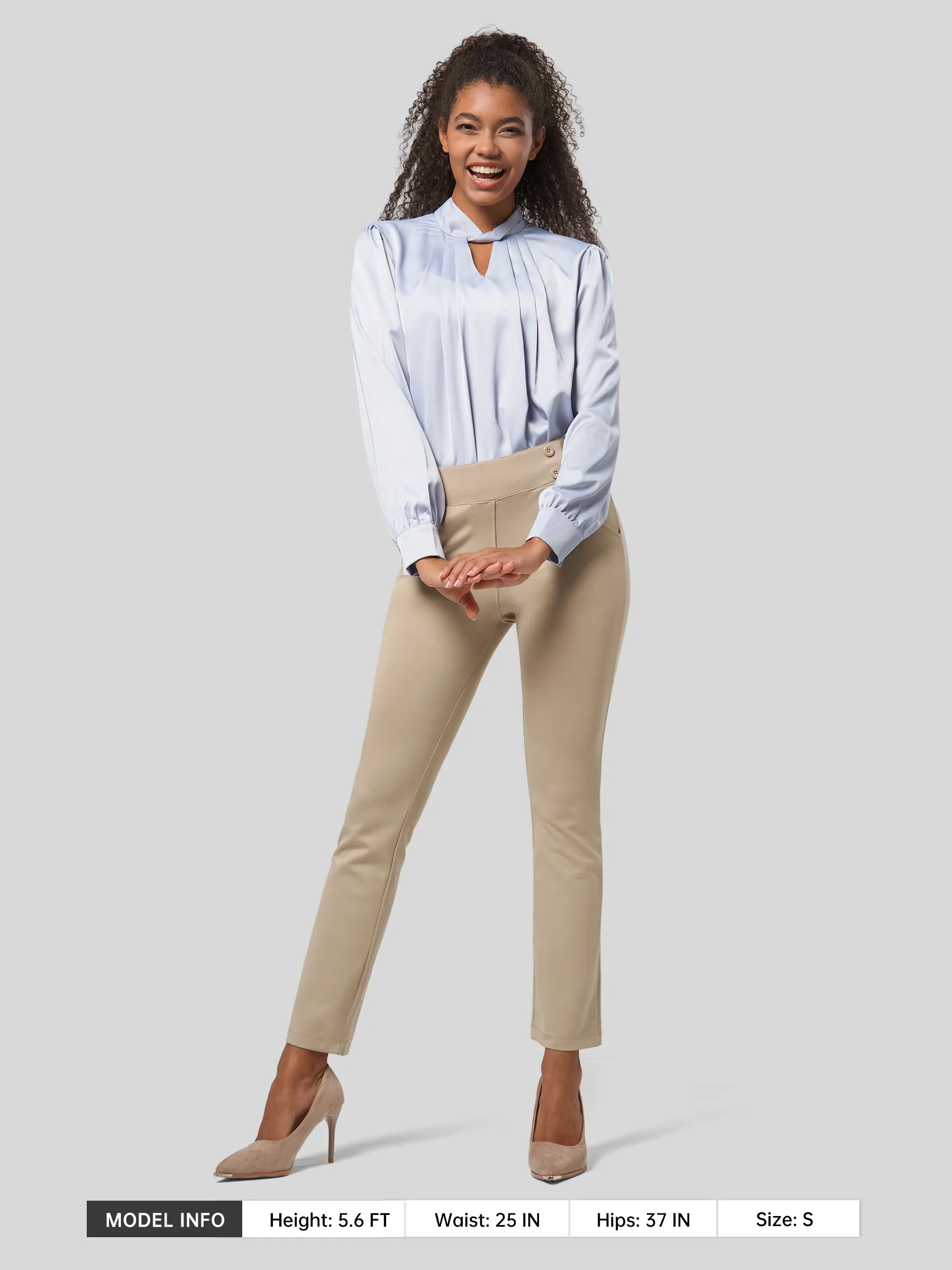 Women's Cropped Office Dress Pants 27 Inch