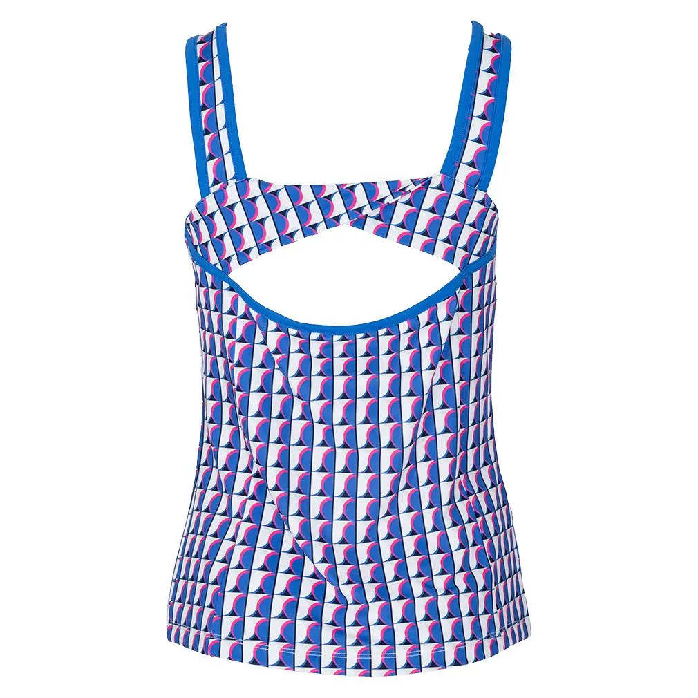 Women's Printed Sweetheart Neckline Tennis Tank with Back Knot Nebulas