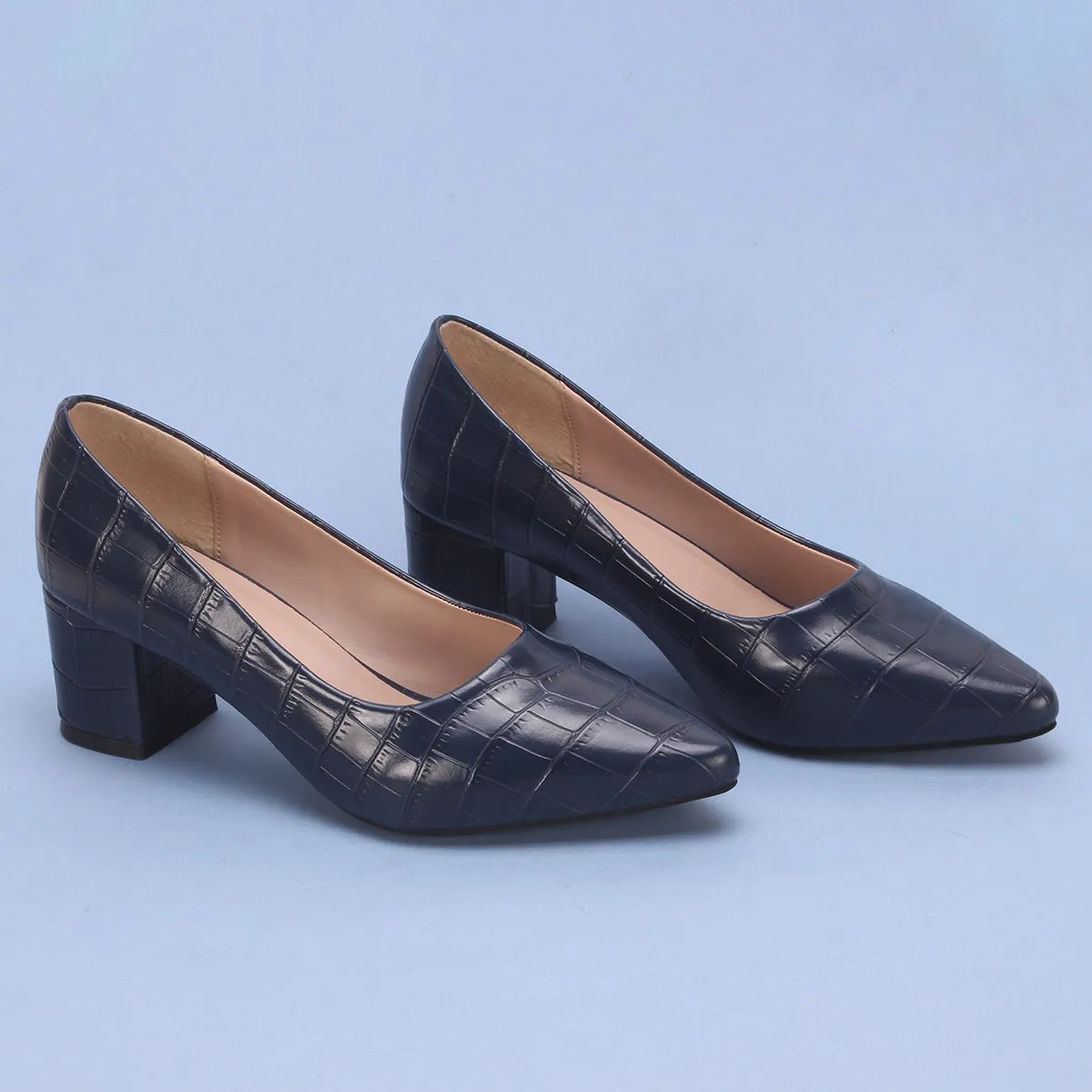 Women's "KIENNA" Textured Block Heel Courts