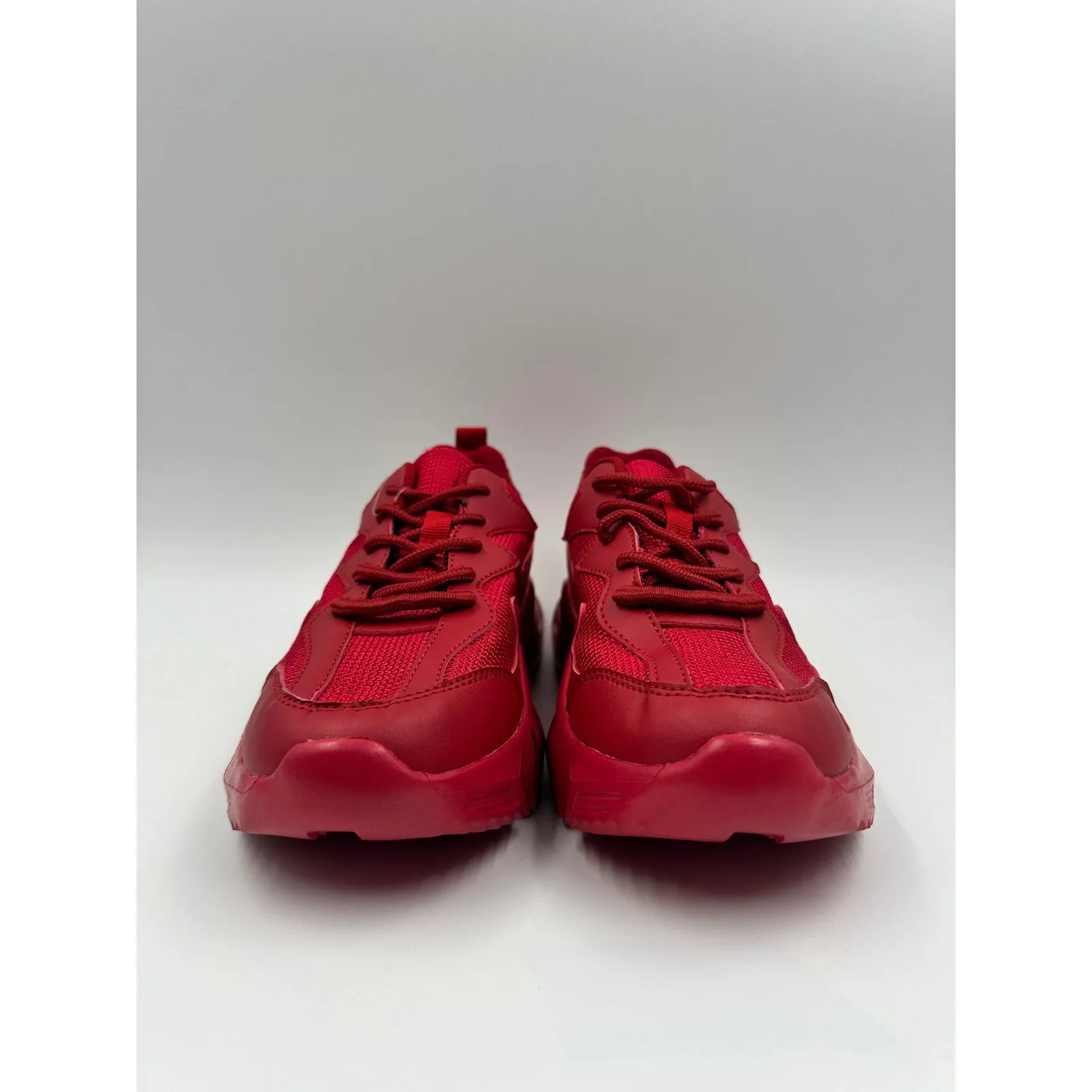 Women's Size 6, 90s Chunky All Red Bright Sneaker with Full Molded Cushy Sole