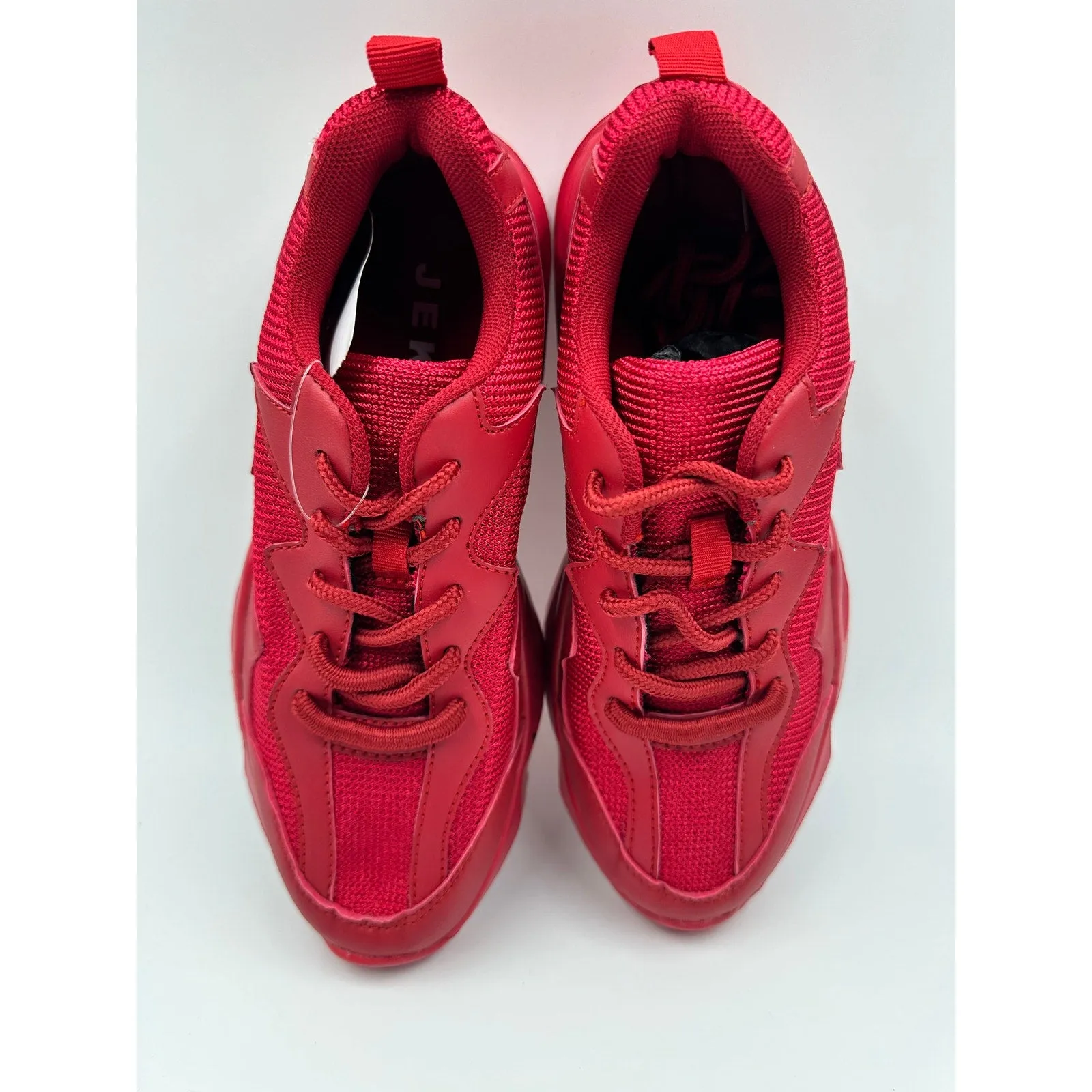 Women's Size 6, 90s Chunky All Red Bright Sneaker with Full Molded Cushy Sole