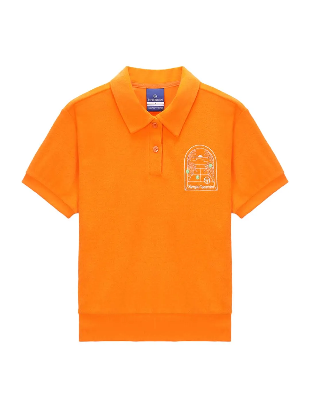 Women's Terry Polo Shirt- Orange