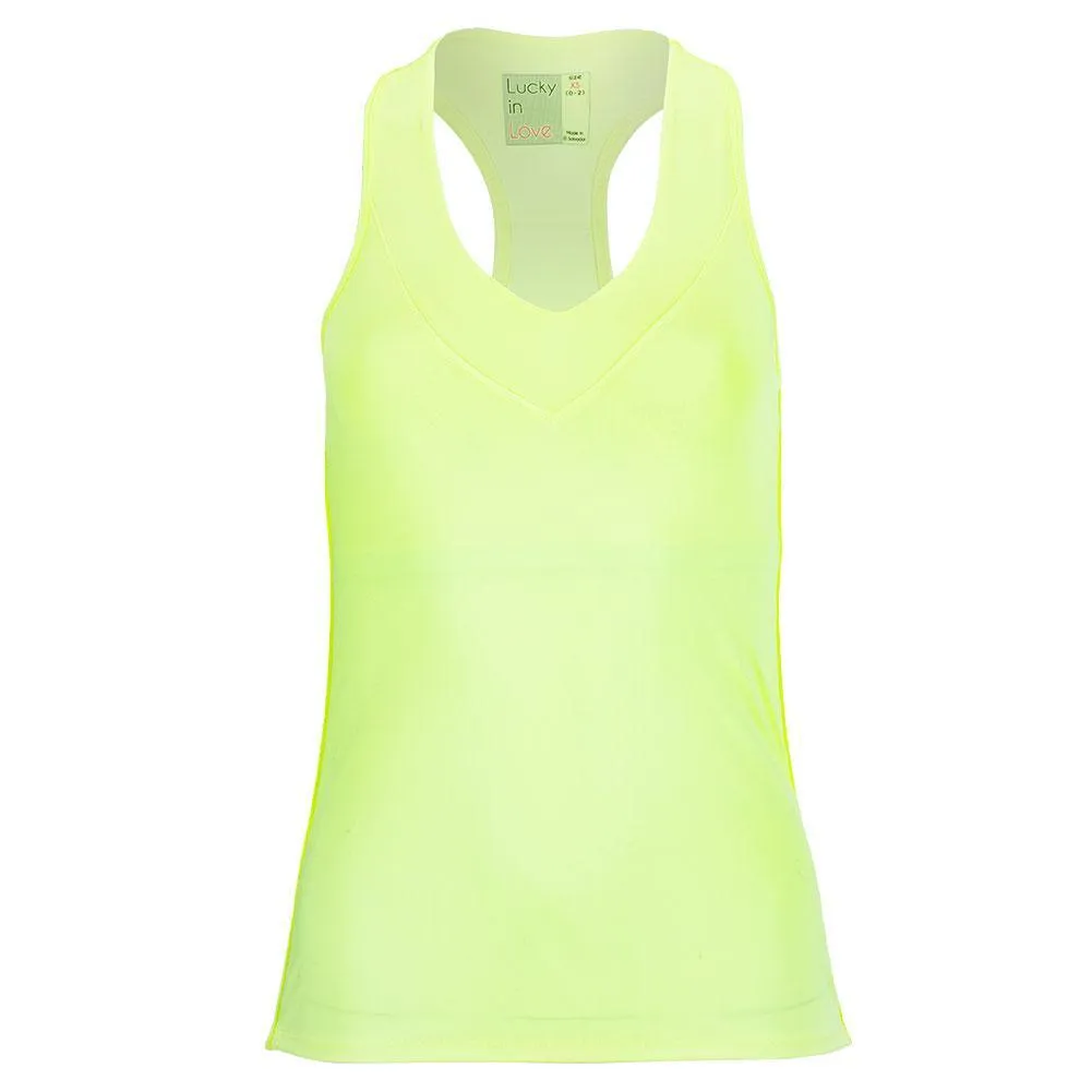 Women's V-Neck Tennis Tank with Bra Lemon Frost